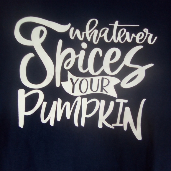 Women's Whatever Spices Your Pumpkin Navy Blue T Shirt Size XL Fall October - Picture 1 of 2